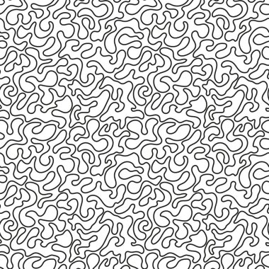 Soyut, pürüzsüz desen. Basit tekrarlanan illüstrasyon. Benekli doğrusal çizim. Beyaz arka planda siyah çizgiler. Ambalaj kağıdı, tekstil, duvar kağıdı, kumaş için sonsuz dokuyu yönlendir.