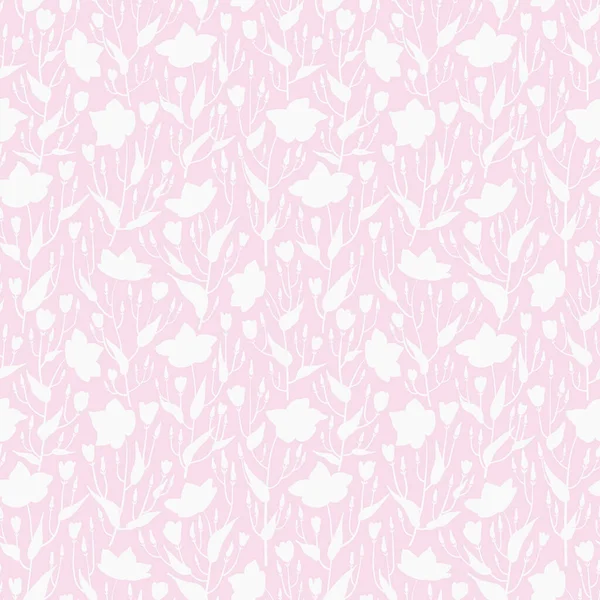 Nahtloses Muster Handgezeichneter Magnolienblüten Endlose Ornamente Mit Silhouetten Blühender Pflanzen — Stockvektor