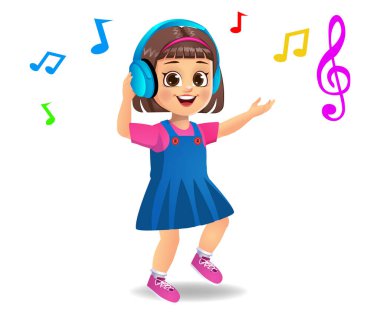 Güzel kız müzik dinliyor.