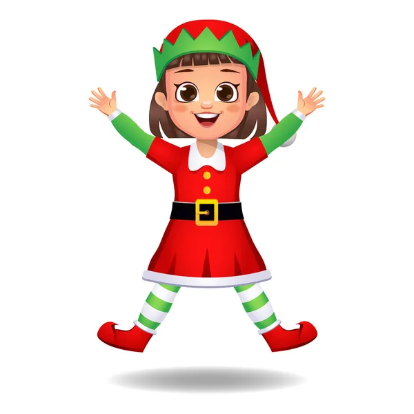 Elf elbiseli kız atlamış.