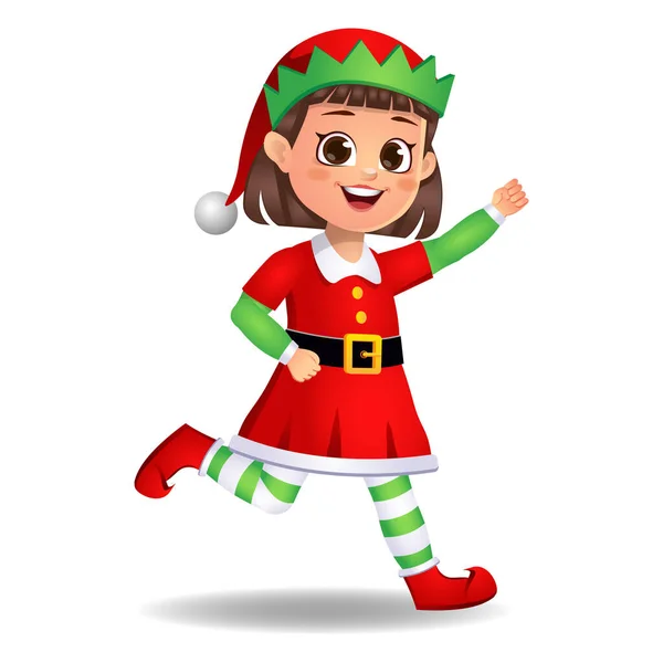 Elf elbiseli kız koşuyor.