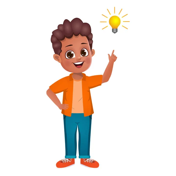 Cute Kid Thinking Idea Vector — Stock Vector