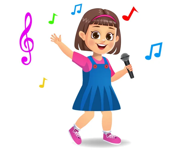 Χαριτωμένο Κορίτσι Παιδί Τραγούδι Διάνυσμα Τραγούδι — Διανυσματικό Αρχείο