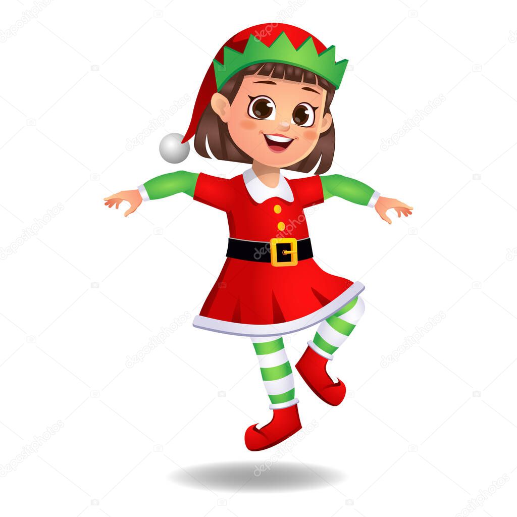 girl kid in elf dress flying