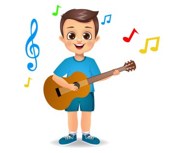 Tatlı çocuk kumsal vektörü oynuyor.