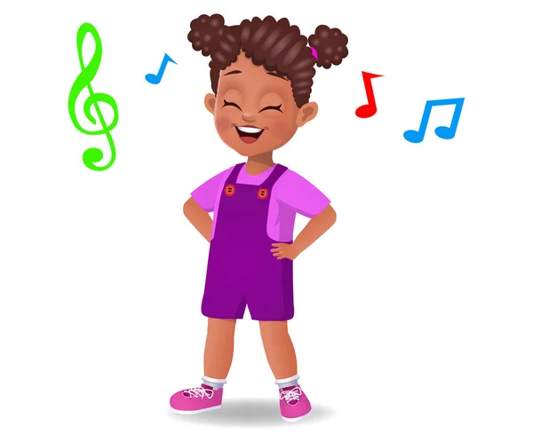 Niedliche Mädchen Kind Tanzen Musik — Stockvektor