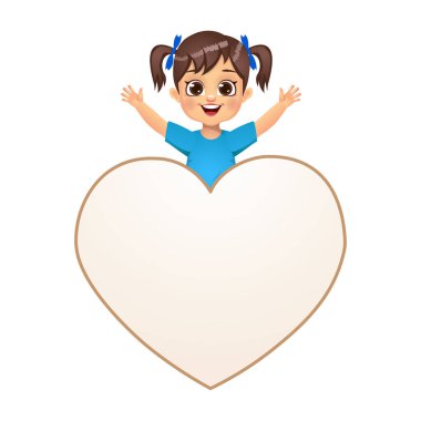 Boş tahtalar şeklinde kalbi olan tatlı bir kız.