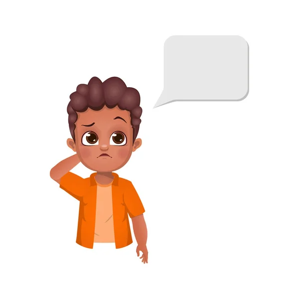 Niño Lindo Pensando Con Burbuja Del Habla — Vector de stock