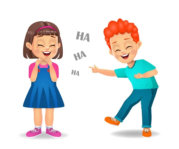 Schattig Kinderen Lachen Samen Vector — Stockvector