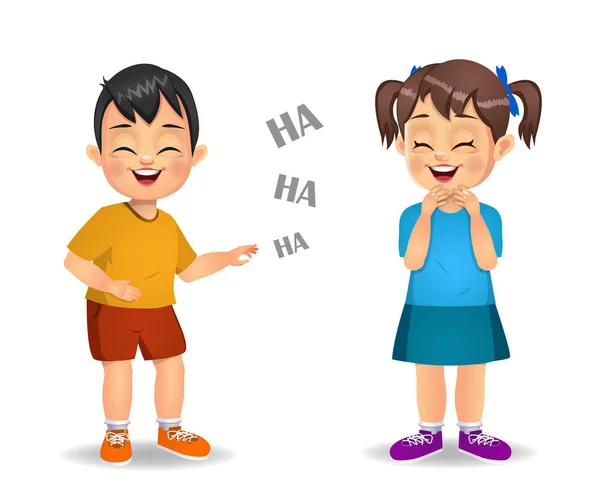 Cute Kids Laughing Together Vector — Stock Vector