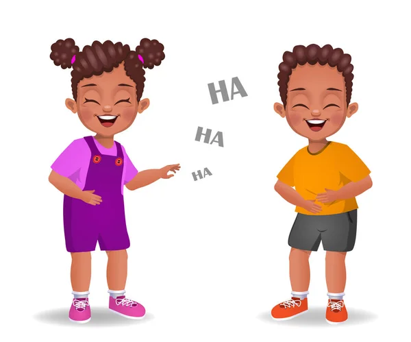 Cute African Kids Laughing Together Vector — Stock Vector