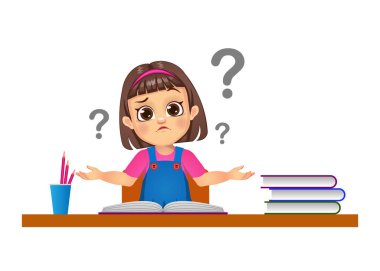 Şirin kız vektör çalışırken şüpheye düştü