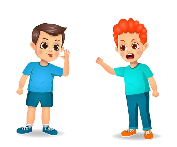 Boy Kids Fighting Each Other Vector — Stock Vector