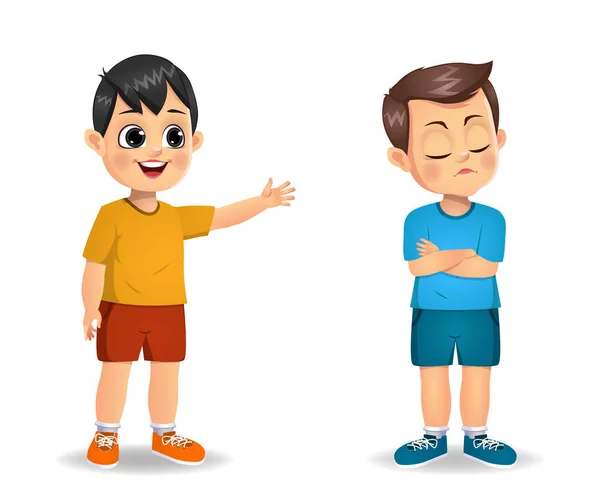 Boy Kid Get Angry Her Friend Vector — Stock Vector