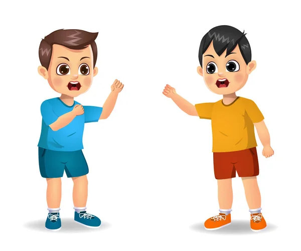 Boy Kid Get Angry Her Friend Vector — Stock Vector
