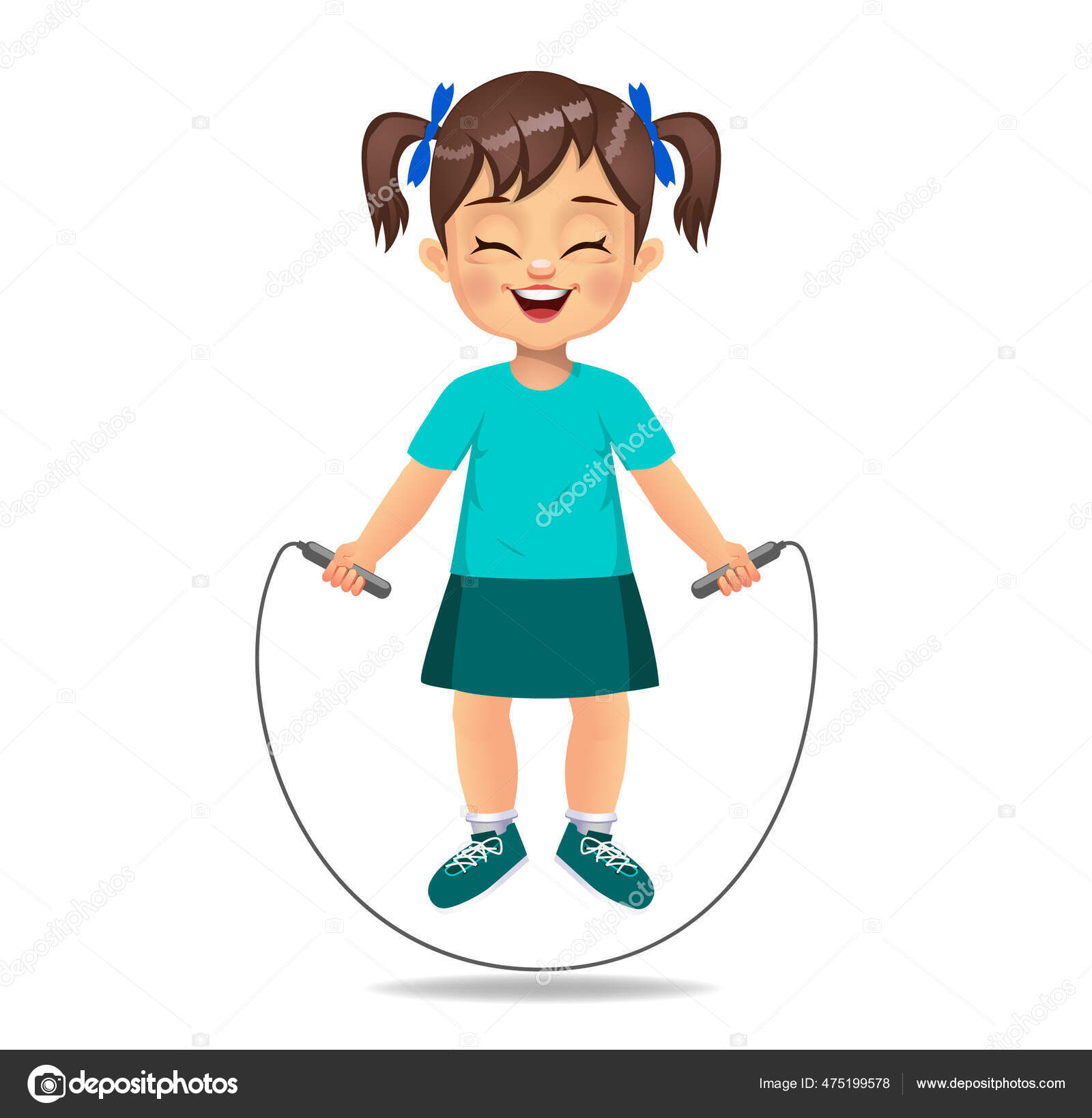 Cute Boy Girl Playing Jumping Rope Skipping Rope Stock Vector by ...