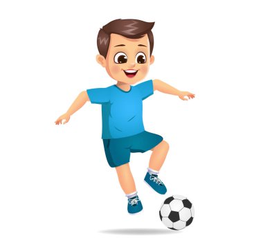 Güzel çocuk futbol oynuyor.
