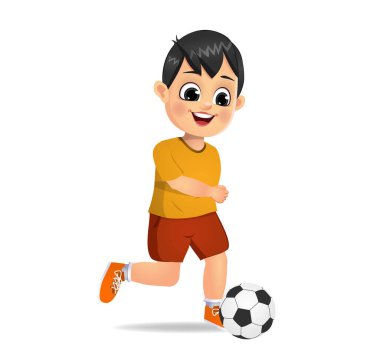 Güzel çocuk futbol oynuyor.