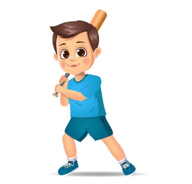 Beyzbol oynayan tatlı çocuk.