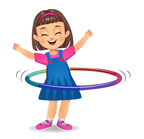 cute girl kid playing with hula hoop