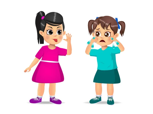 Girl Showing Grimace Face Girl She Cry Isolated White Background — Stock Vector