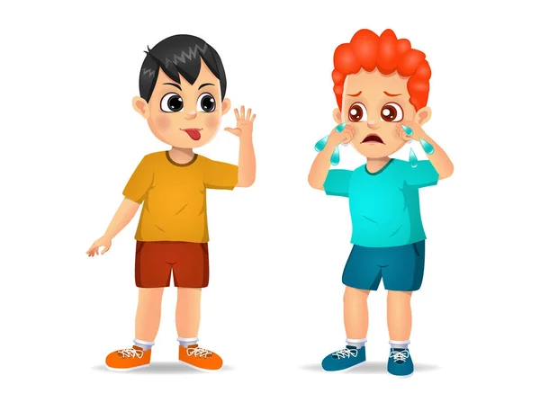 Boy Showing Grimace Face Boy Cry Isolated White Background — Stock Vector