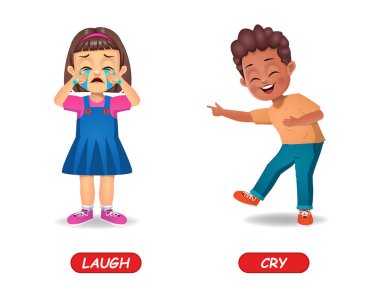 Çocuklar için karşıt sıfatlar örneği. beyaz arkaplanda izole