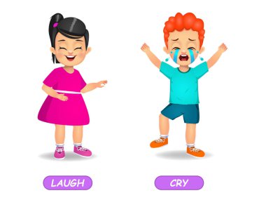 Çocuklar için karşıt sıfatlar örneği. beyaz arkaplanda izole