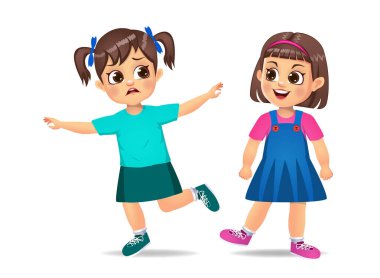 Kötü çocuk arkadaşına zorbalık yapıyor. beyaz arkaplanda izole