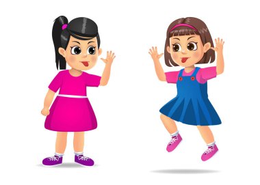 Kötü çocuklar birbirine zorbalık eder. beyaz arkaplanda izole