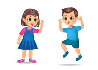 Kötü çocuklar birbirine zorbalık eder. beyaz arkaplanda izole