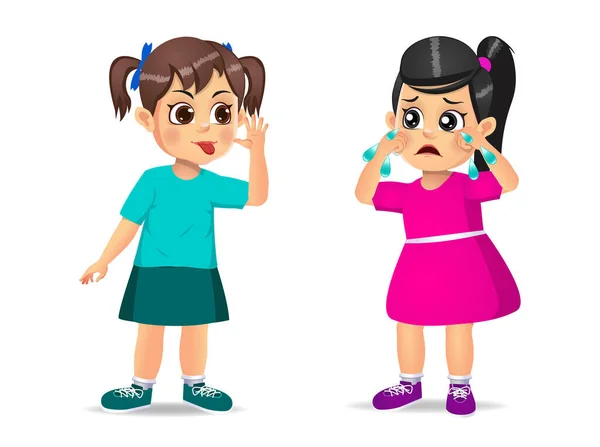 Girl Showing Grimace Face Girl She Cry Isolated White Background — Stock Vector