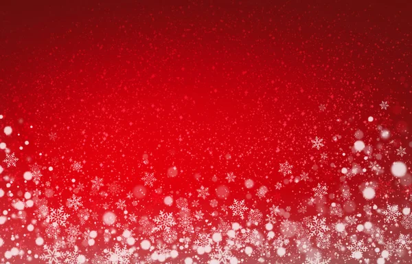 Flocons de neige sur fond rouge de Noël — Photo