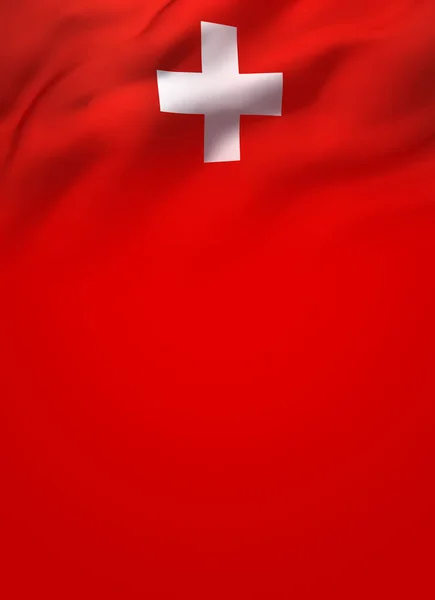 Flag Switzerland Blowing Wind Full Page Cover Background White Cross — Stock Photo, Image