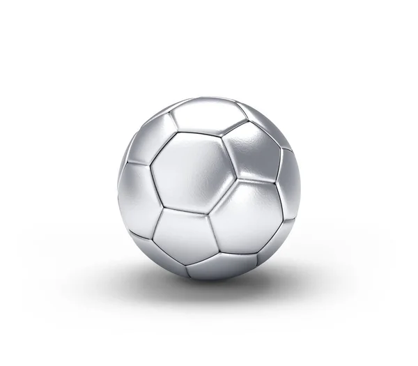 Pallone Calcio Argento Isolato Sfondo Bianco Illustrazione — Foto Stock