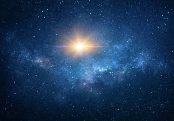 Zon Sterlicht Explosie Gloeien Barsten Ruimte Schieten Kosmische Nevel Melkweg — Stockfoto