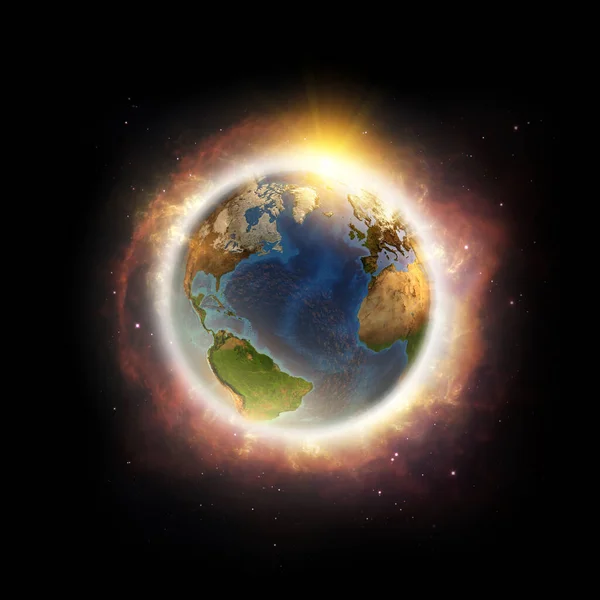 Globale Erwärmung Klimawandel Weltweite Katastrophe Auf Dem Planeten Erde Illustration — Stockfoto