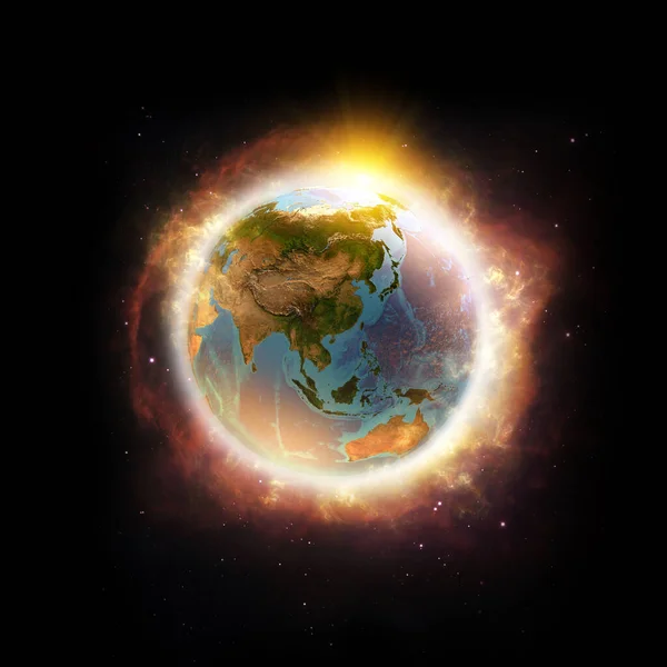 地球温暖化 気候変動 地球上の世界的な災害 3Dイラスト Nasaが提供するこの画像の要素 — ストック写真