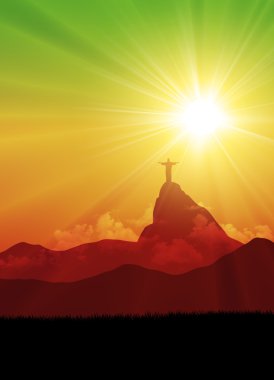Corcovado silueti ile Brezilya manzara