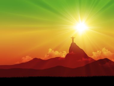 Corcovado silueti ile Brezilya manzara
