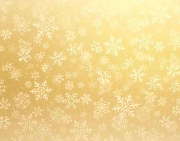 Золотой фон зимних снежинок — стоковое фото