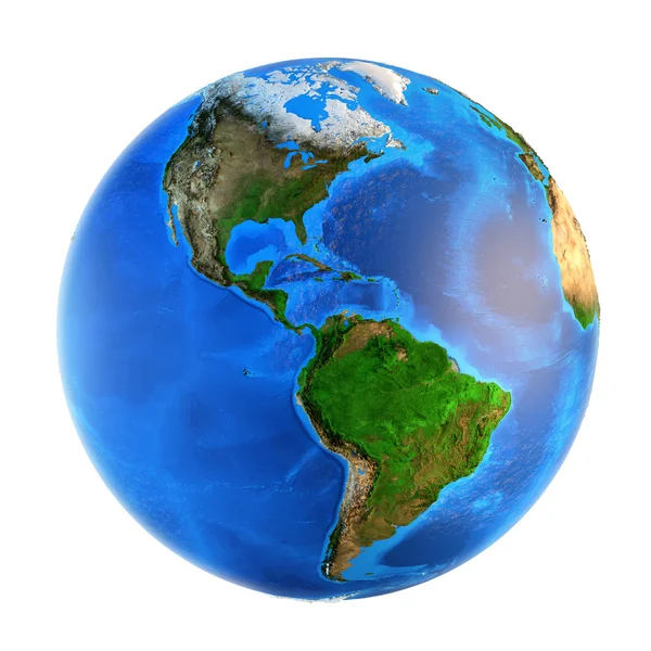 Earth globe, realistic 3 D rendering. North America view. — Stock Photo ...
