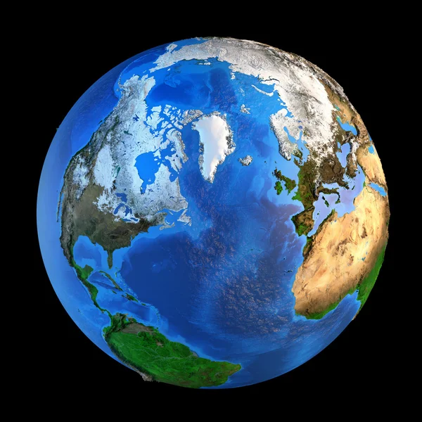 Planeet aarde landvormen vanuit een noordelijke perspectief — Stockfoto