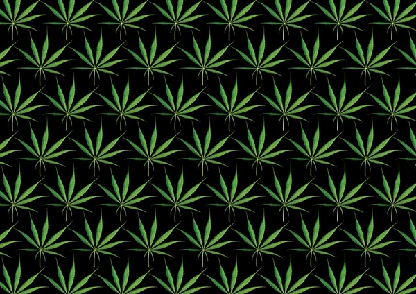 Cannabis patrón negro sin costura — Foto de Stock