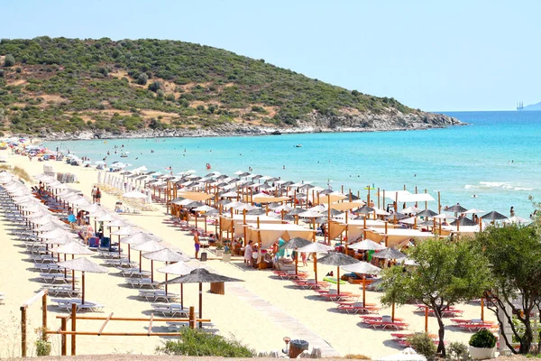 Ammolofoi Pláž Nejpopulárnější Nejkrásnější Pláž Severního Řecka Nachází Asi Nea — Stock fotografie