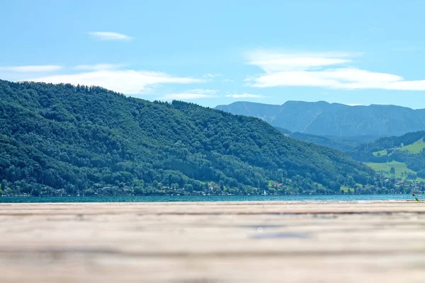 Kilátás Attersee Tóra Salzkammergut Ban Népszerű Turistacélpont Ausztria — Stock Fotó