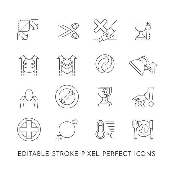 Conjunto Ícones Perfeitos Pixel Curso Editável Para Embalagem Indicações Uso — Vetor de Stock