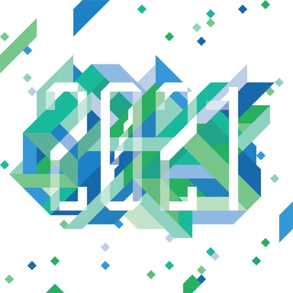 2021 Геометрична Композиція Новий Рік Відтінках Синього Зеленого — стоковий вектор
