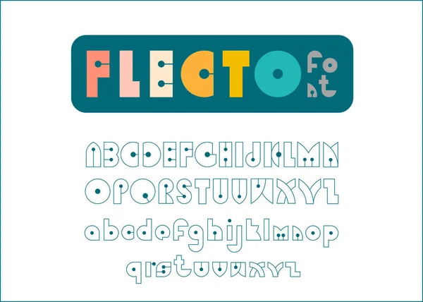 Flecto Vintage Line Art Font Upravitelnou Zdvihovou Hmotností Funky Barvami — Stockový vektor