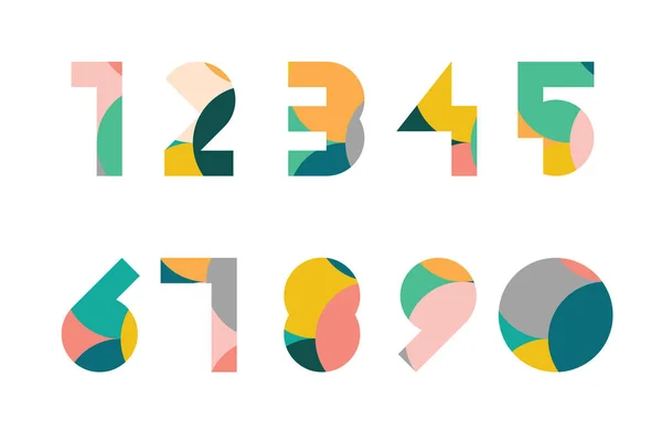 Цветные Дисплейные Цифры Пересекающимися Кругами — стоковый вектор